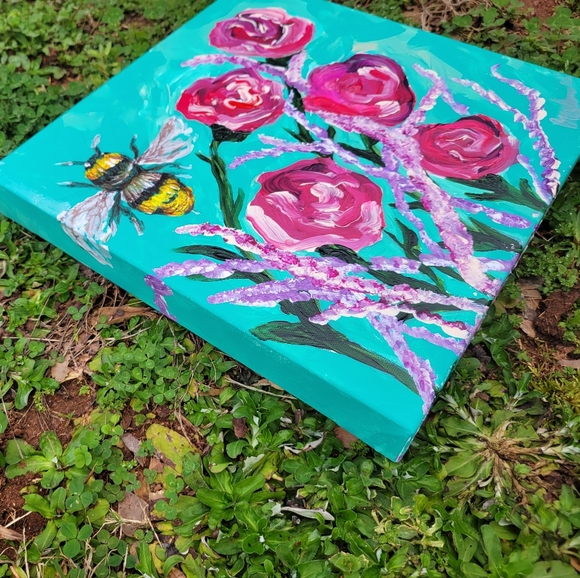 "Bee Kind" ORIGINAL ARTWORT CREATED BY ME 12IN X 12IN - Picture 3 of 5